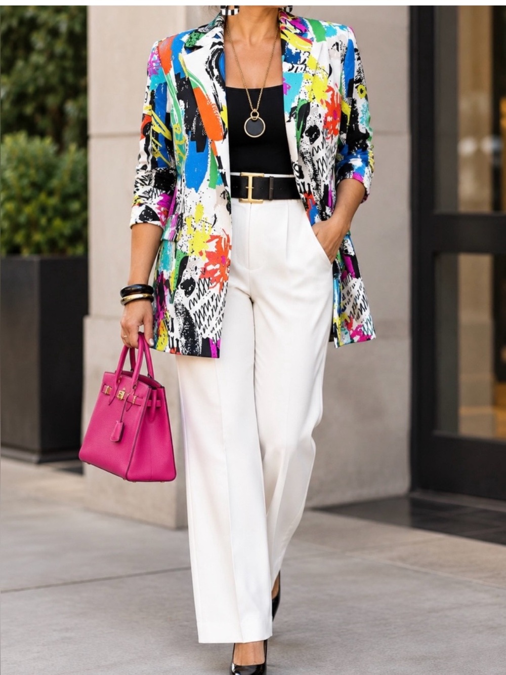 Joseph Ribkoff Multicolor Abstract Paint-Splash Blazer size 12